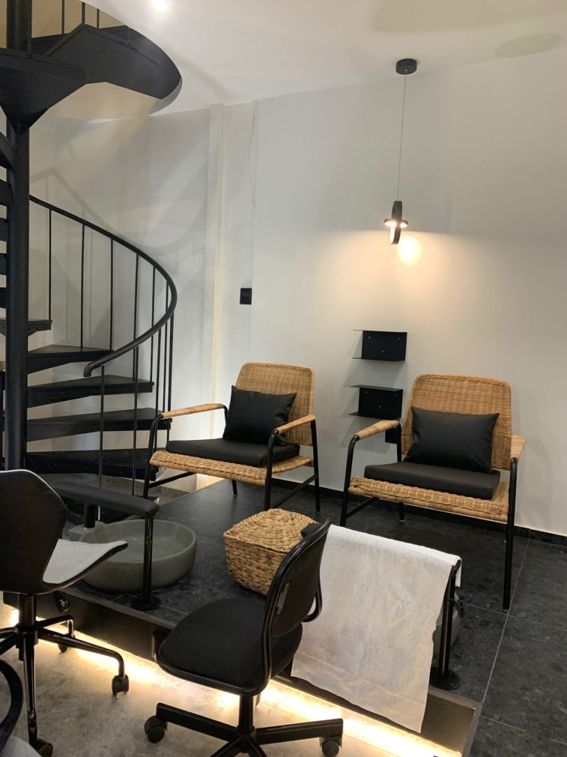 Nail saloon interior,sitting chairs