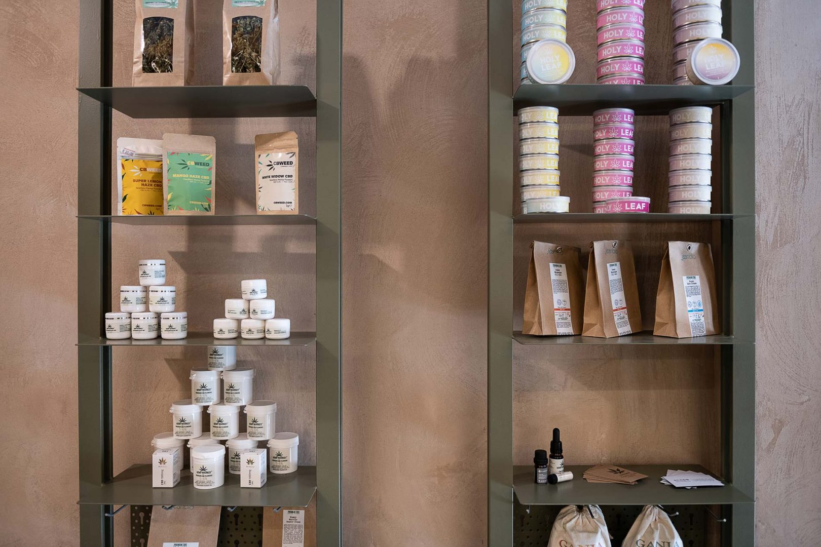 Store interior,selves with cannabis products